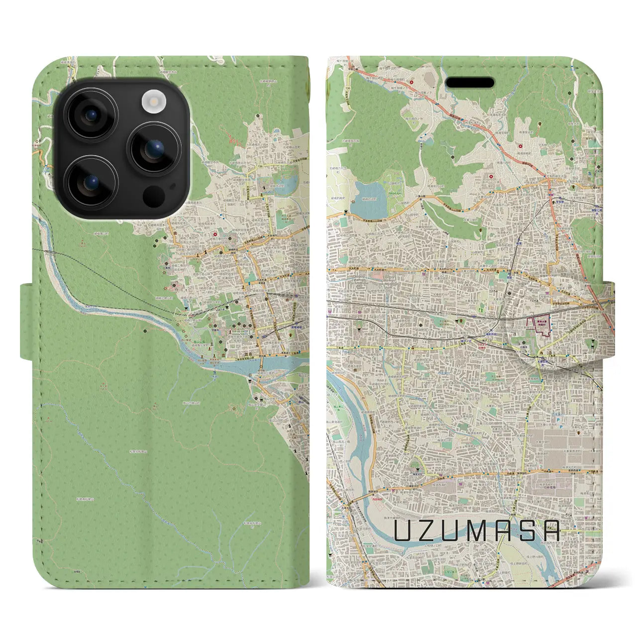 【太秦(京都府)】地図柄iPhoneケース(手帳タイプ)ナチュラル・iPhone 16 用