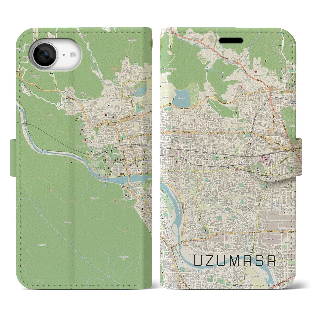 【太秦(京都府)】地図柄iPhoneケース(手帳タイプ)