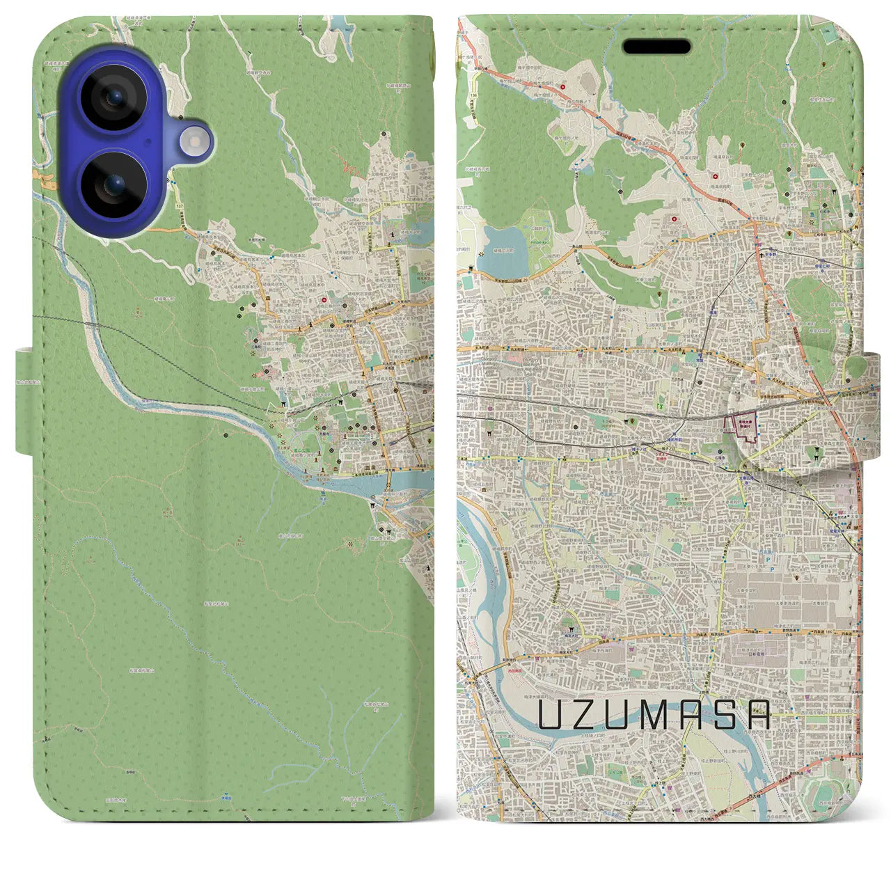 【太秦(京都府)】地図柄iPhoneケース(手帳タイプ)ナチュラル・iPhone 16 Pro Max 用