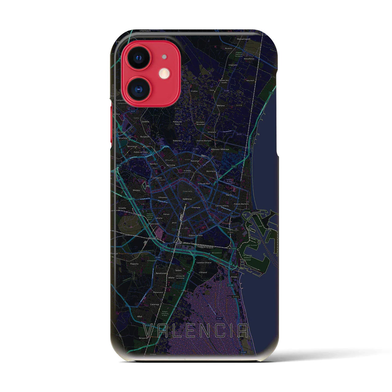 【バレンシア(スペイン)】地図柄iPhoneケース(バックカバータイプ)