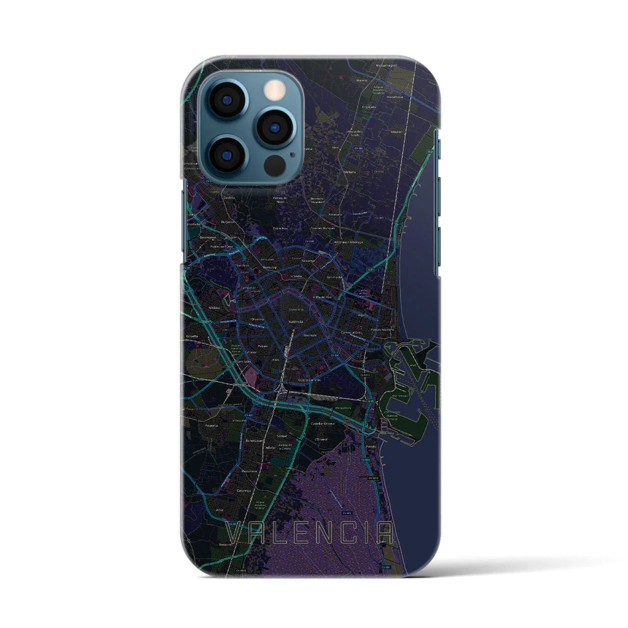 【バレンシア(スペイン)】地図柄iPhoneケース(バックカバータイプ)