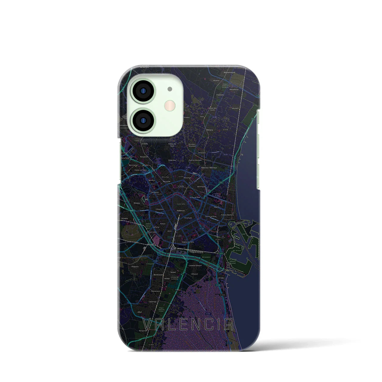 【バレンシア(スペイン)】地図柄iPhoneケース(バックカバータイプ)