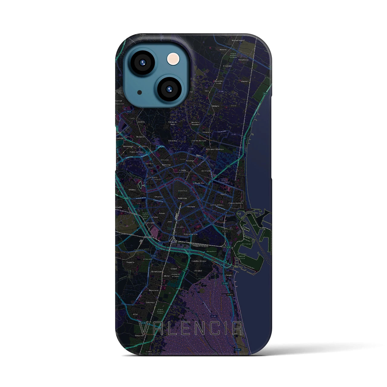 【バレンシア(スペイン)】地図柄iPhoneケース(バックカバータイプ)