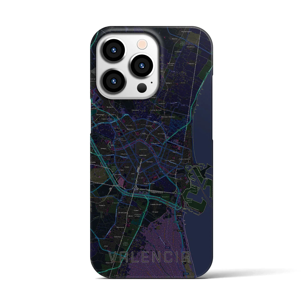 【バレンシア(スペイン)】地図柄iPhoneケース(バックカバータイプ)