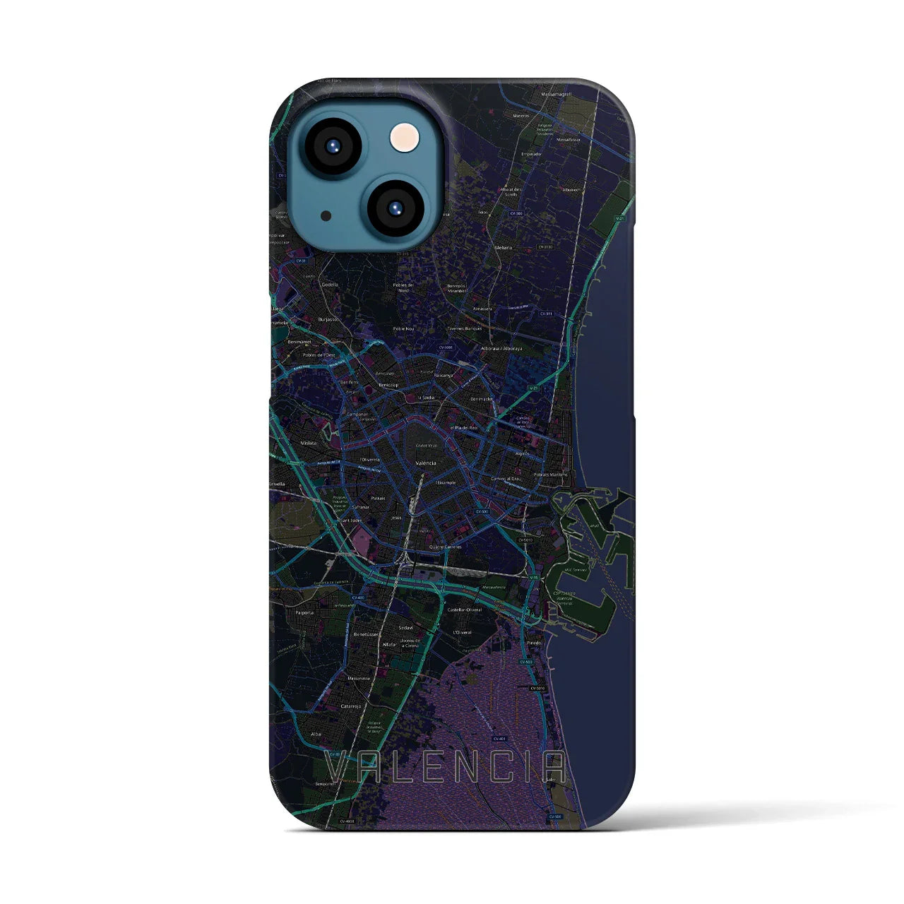【バレンシア(スペイン)】地図柄iPhoneケース(バックカバータイプ)