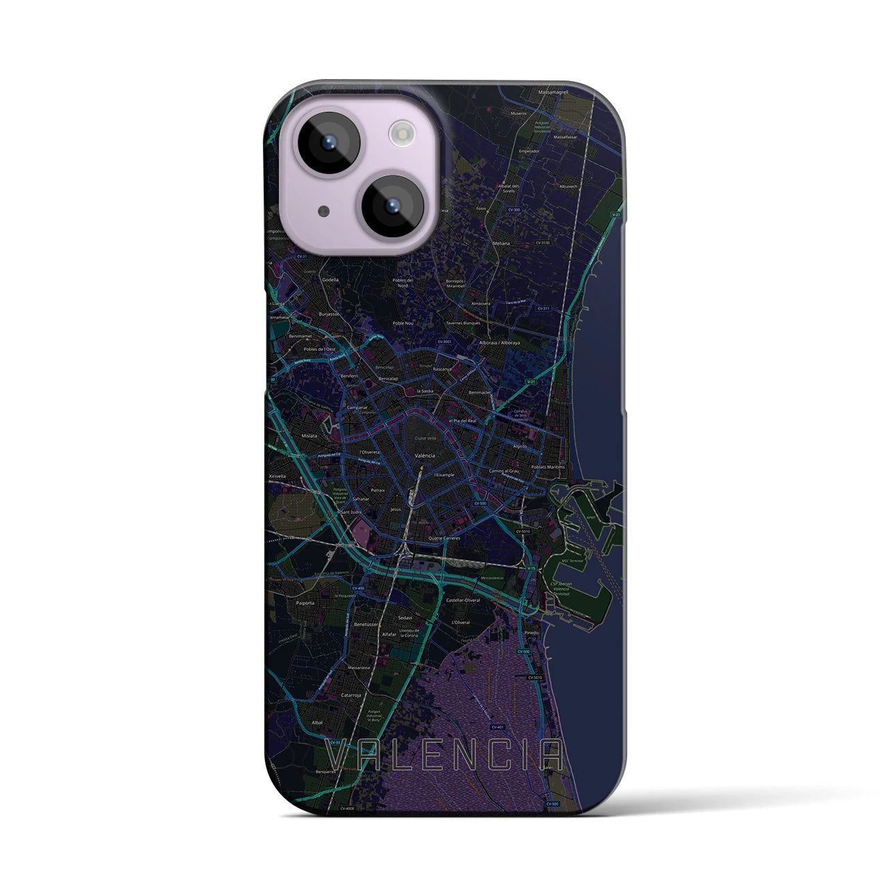 【バレンシア(スペイン)】地図柄iPhoneケース(バックカバータイプ)
