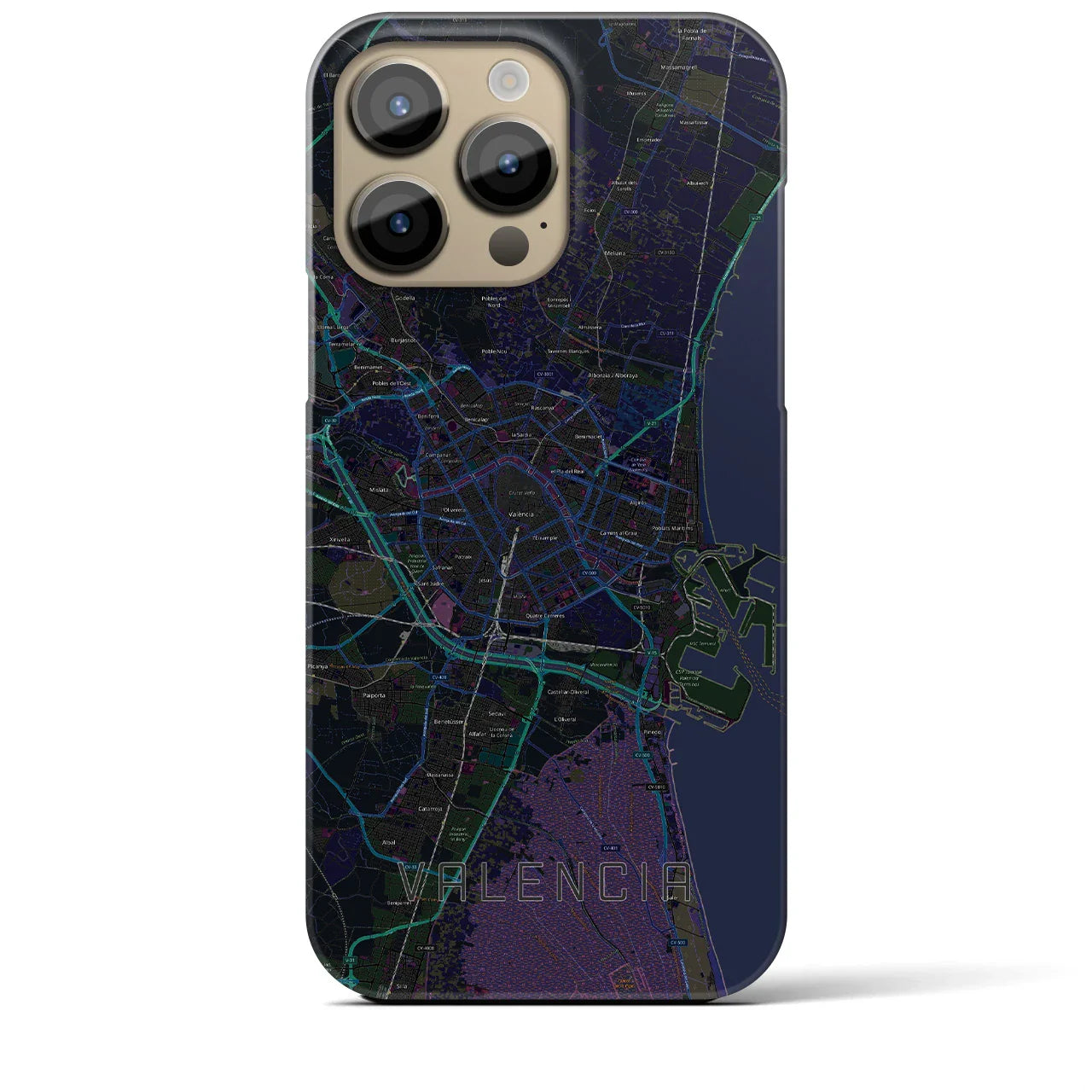 【バレンシア(スペイン)】地図柄iPhoneケース(バックカバータイプ)