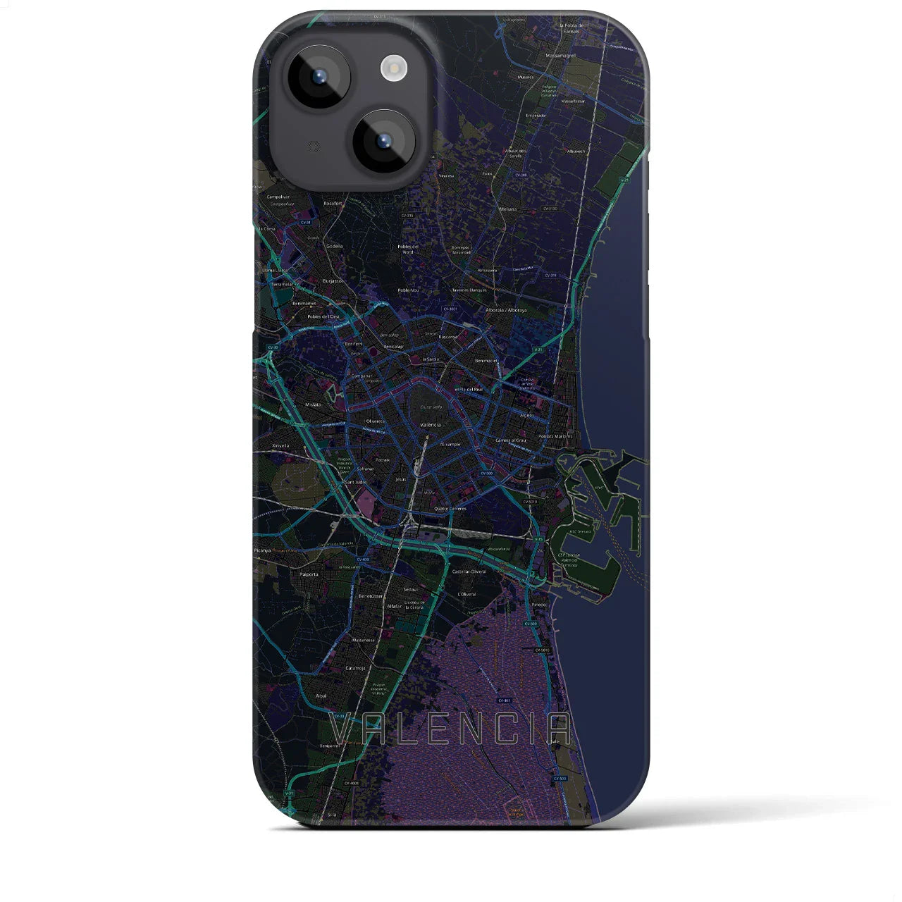 【バレンシア(スペイン)】地図柄iPhoneケース(バックカバータイプ)