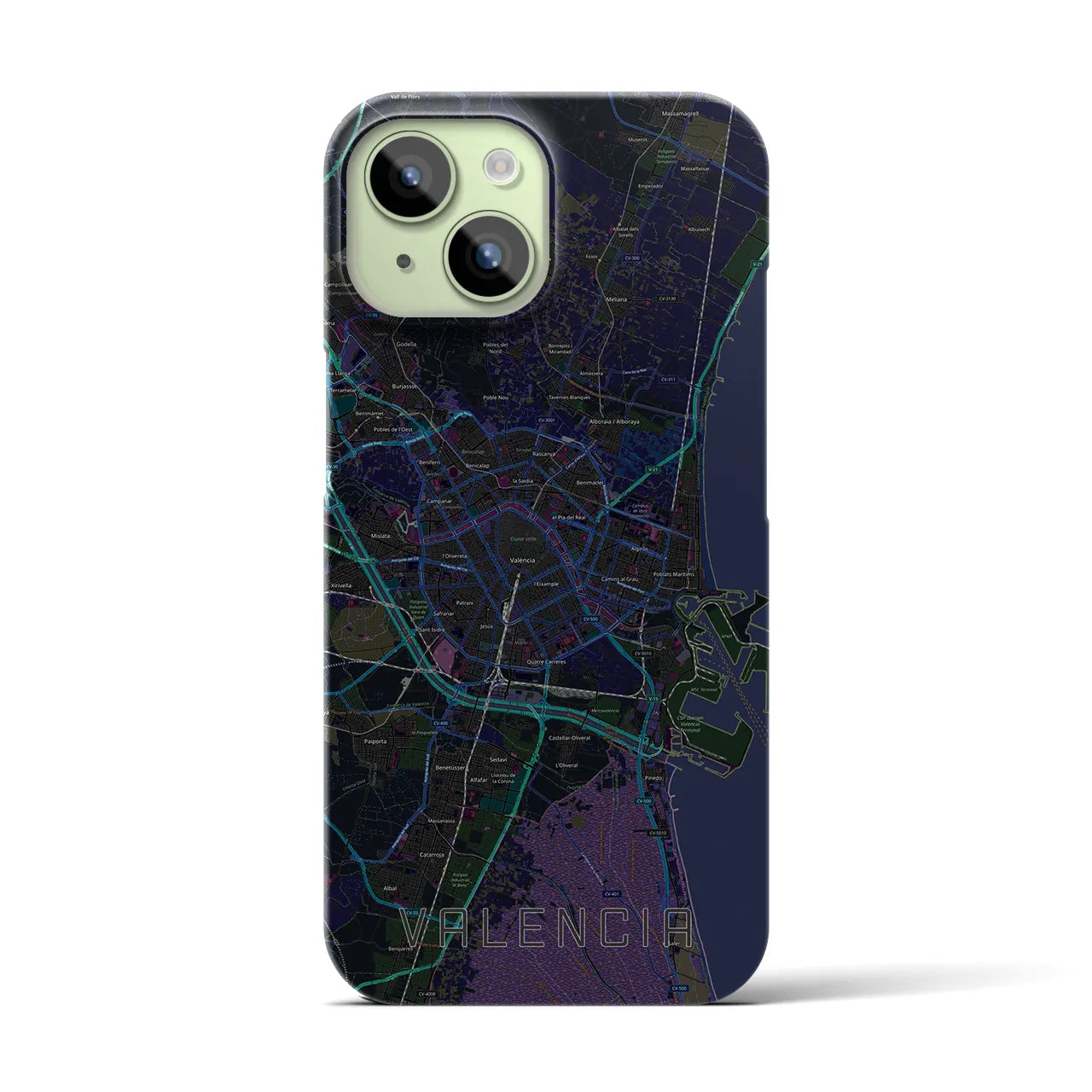 【バレンシア(スペイン)】地図柄iPhoneケース(バックカバータイプ)