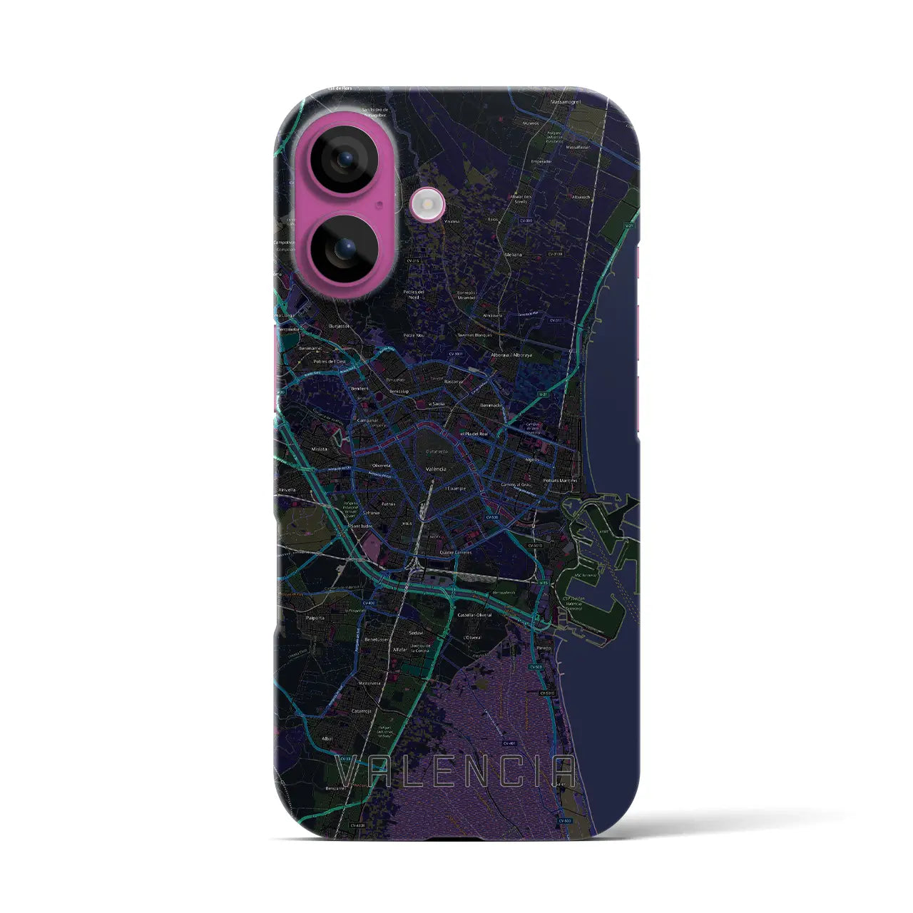 【バレンシア(スペイン)】地図柄iPhoneケース(バックカバータイプ)