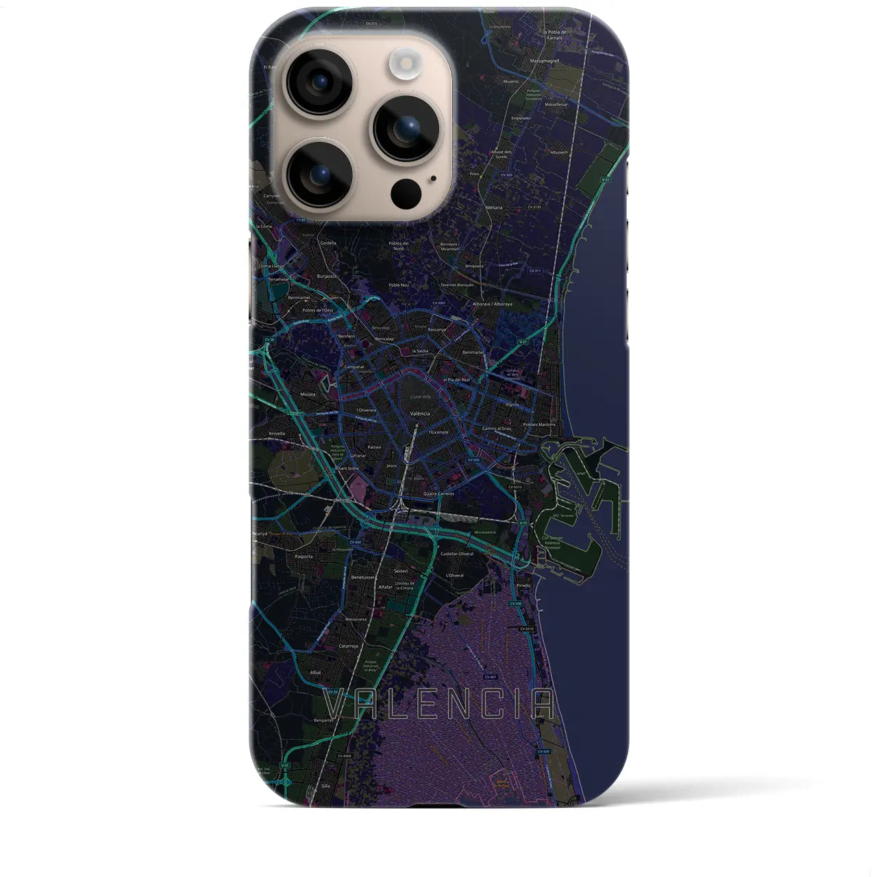 【バレンシア(スペイン)】地図柄iPhoneケース(バックカバータイプ)
