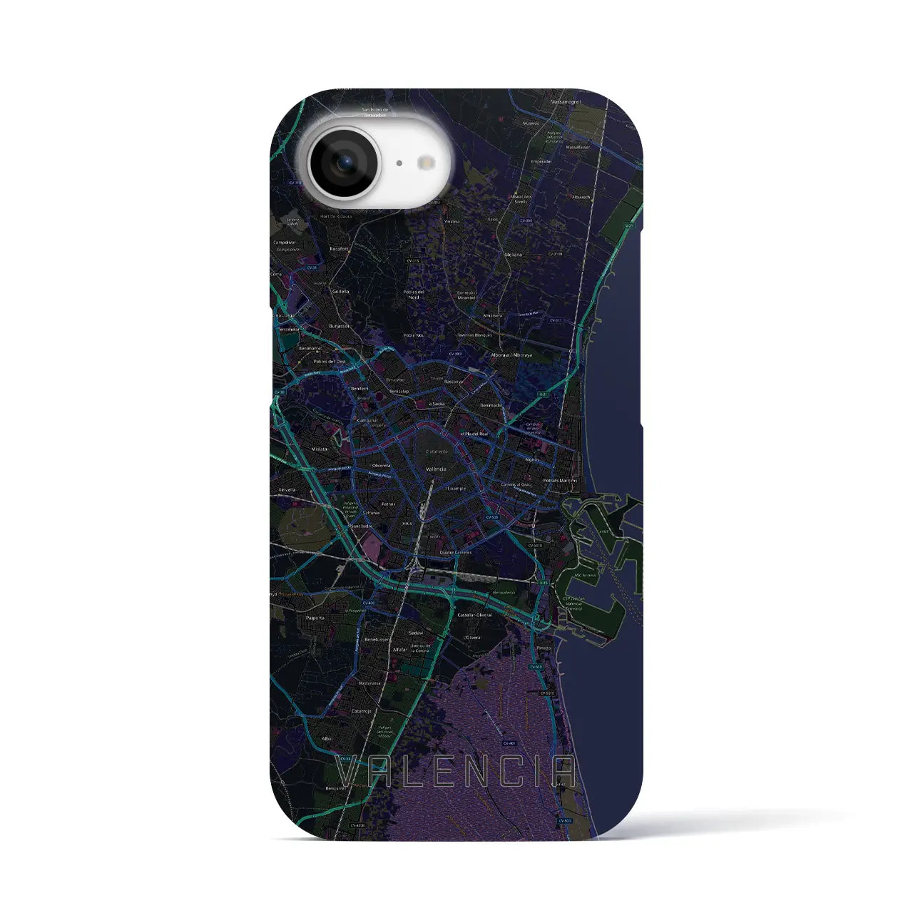 【バレンシア(スペイン)】地図柄iPhoneケース(バックカバータイプ)