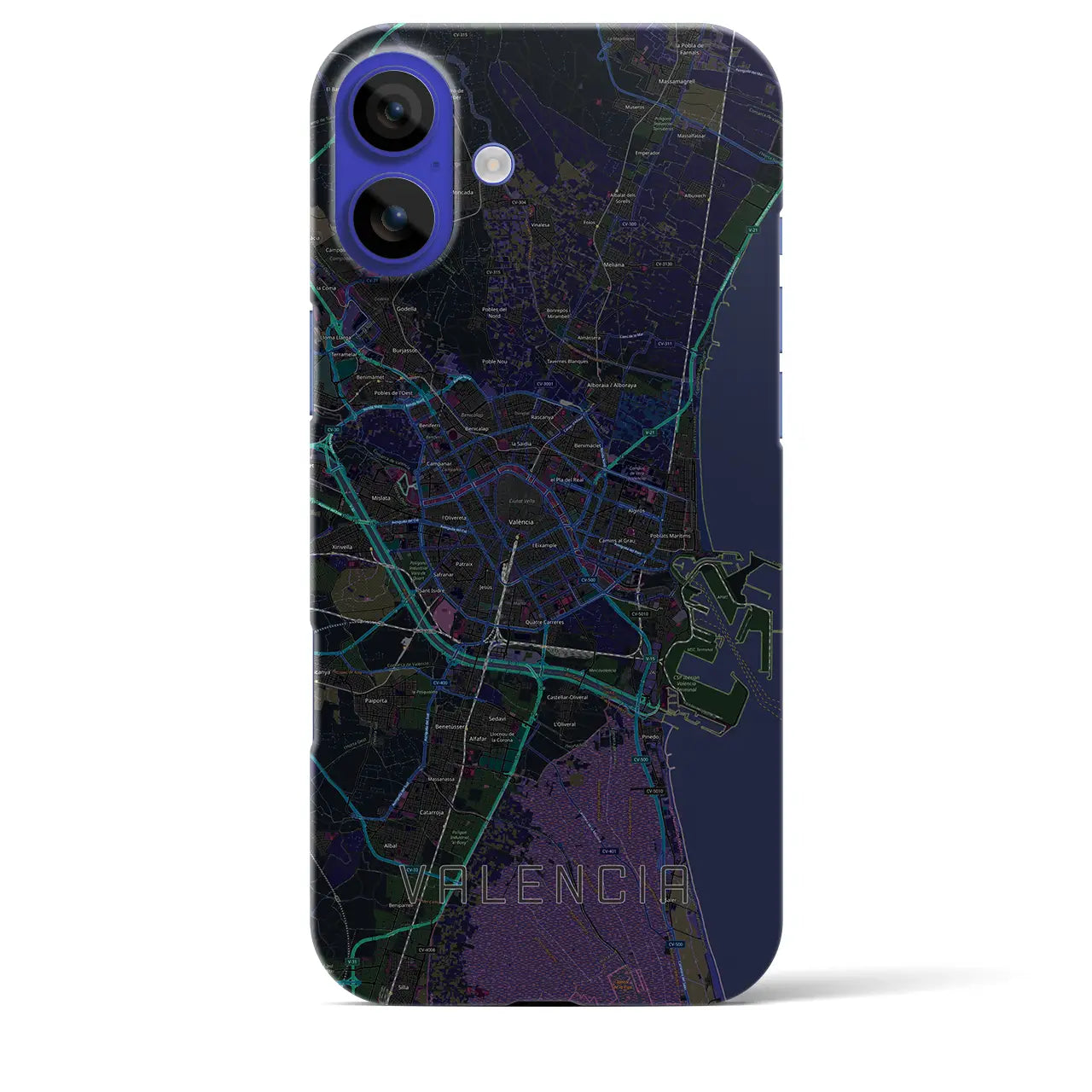 【バレンシア(スペイン)】地図柄iPhoneケース(バックカバータイプ)
