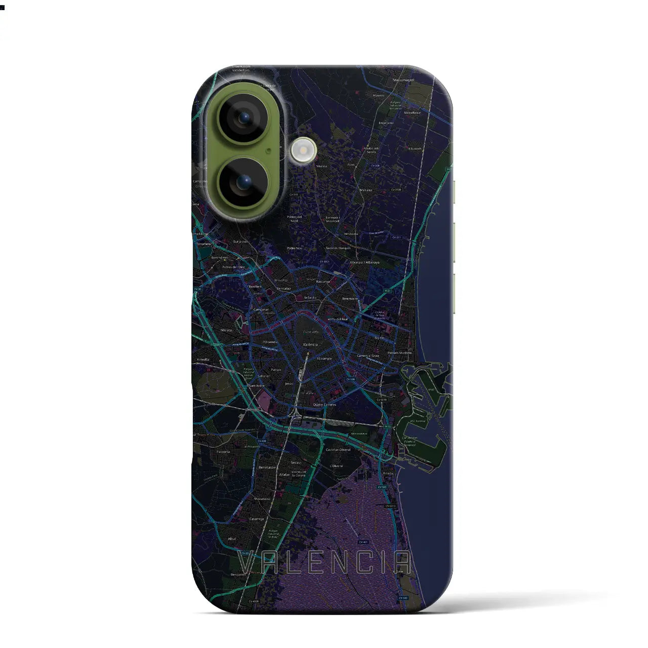 【バレンシア(スペイン)】地図柄iPhoneケース(バックカバータイプ)