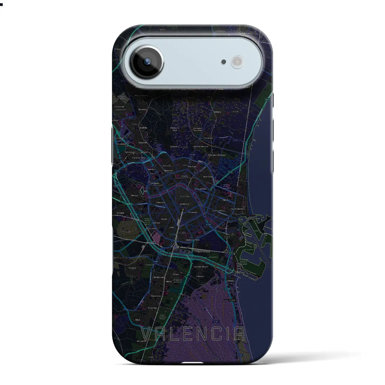 【バレンシア(スペイン)】地図柄iPhoneケース(バックカバータイプ)
