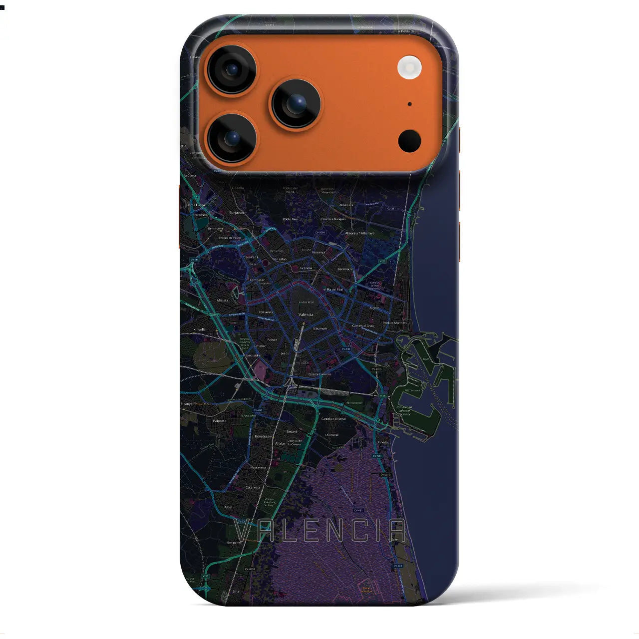 【バレンシア(スペイン)】地図柄iPhoneケース(バックカバータイプ)