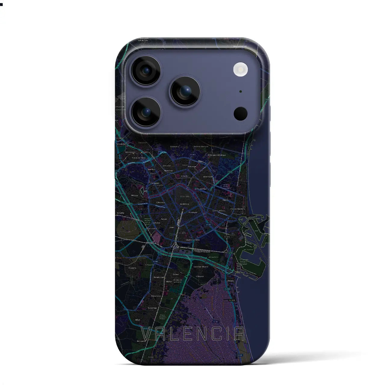 【バレンシア(スペイン)】地図柄iPhoneケース(バックカバータイプ)