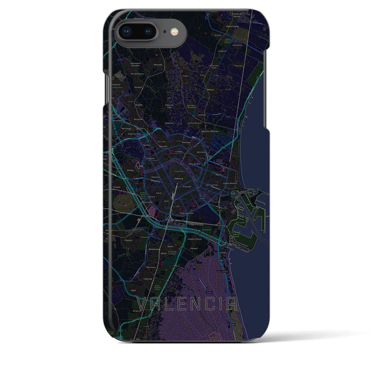 【バレンシア(スペイン)】地図柄iPhoneケース(バックカバータイプ)