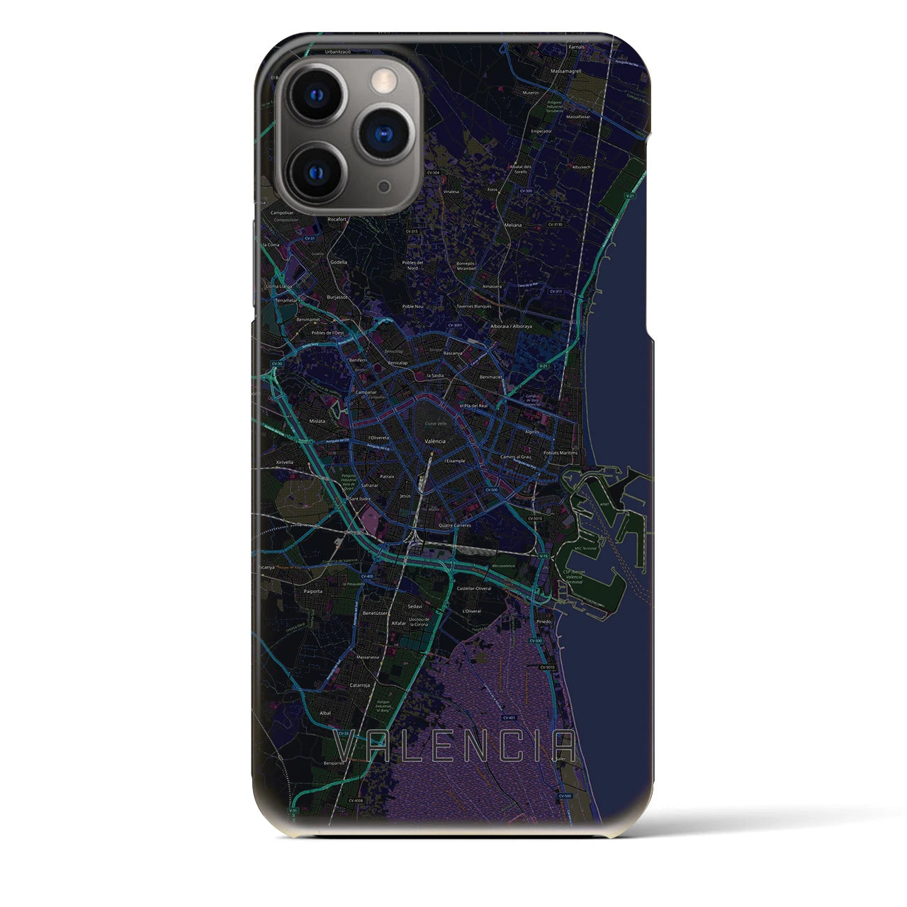 【バレンシア(スペイン)】地図柄iPhoneケース(バックカバータイプ)