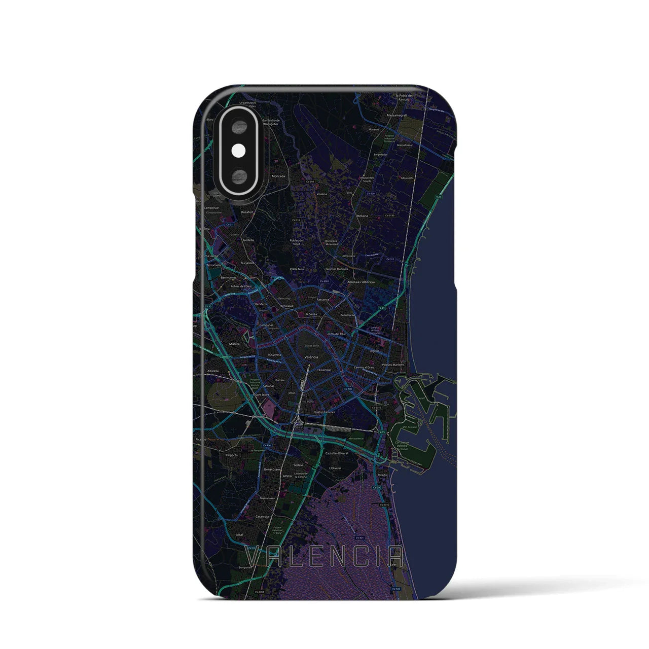 【バレンシア(スペイン)】地図柄iPhoneケース(バックカバータイプ)