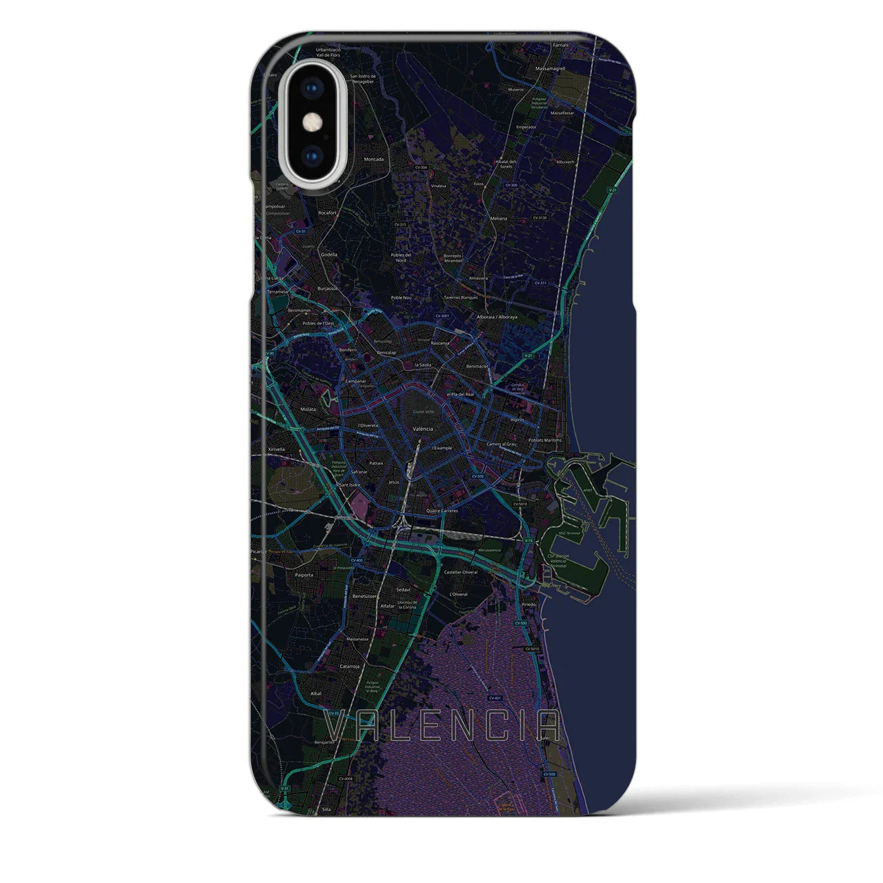 【バレンシア(スペイン)】地図柄iPhoneケース(バックカバータイプ)