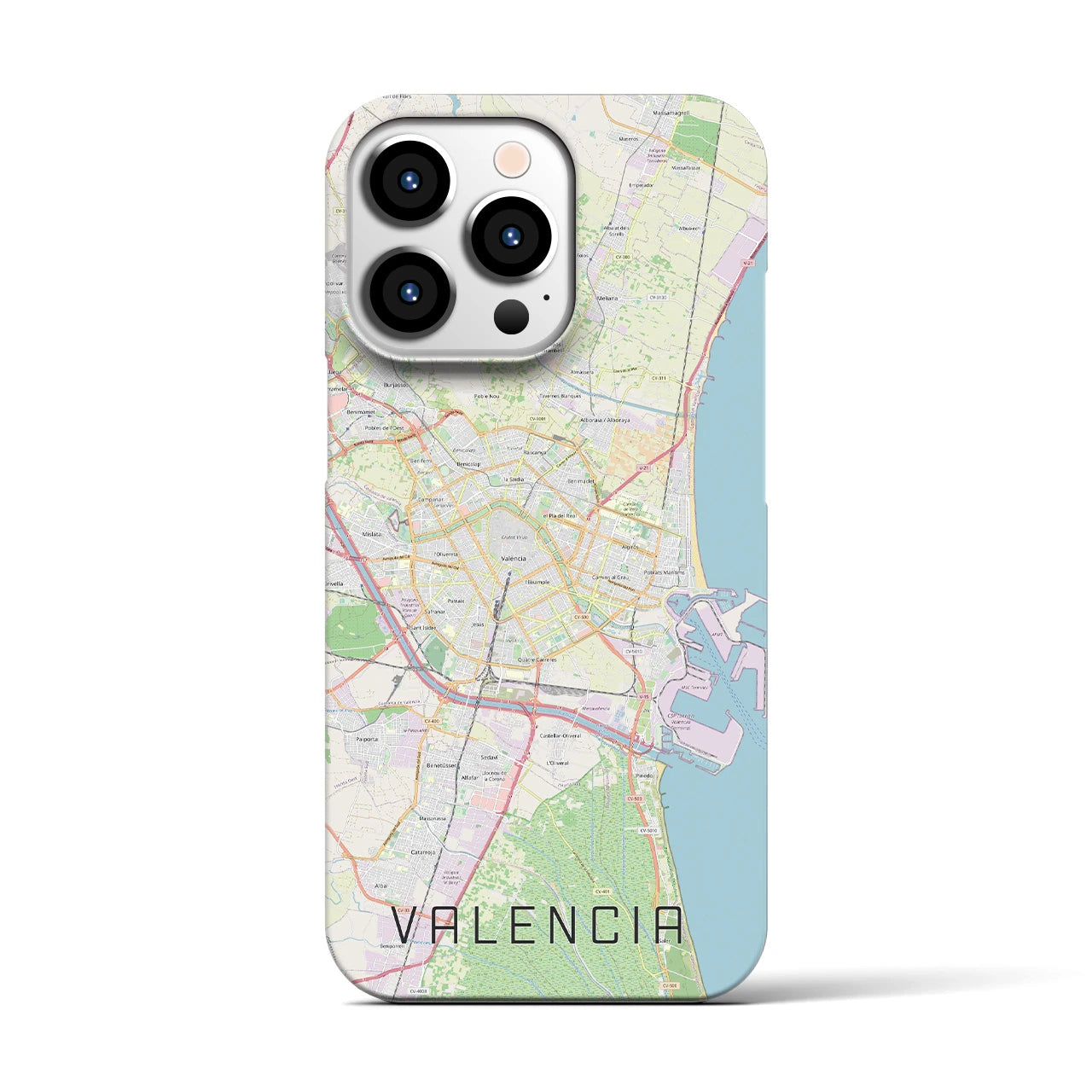 【バレンシア(スペイン)】地図柄iPhoneケース(バックカバータイプ)