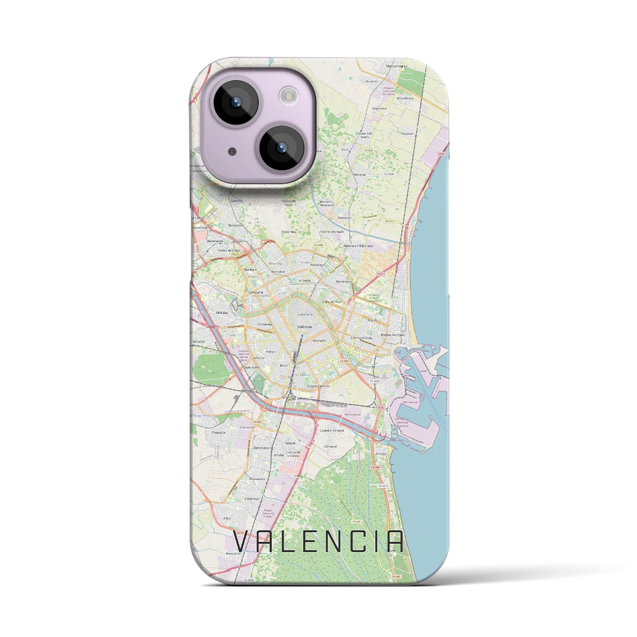 【バレンシア(スペイン)】地図柄iPhoneケース(バックカバータイプ)