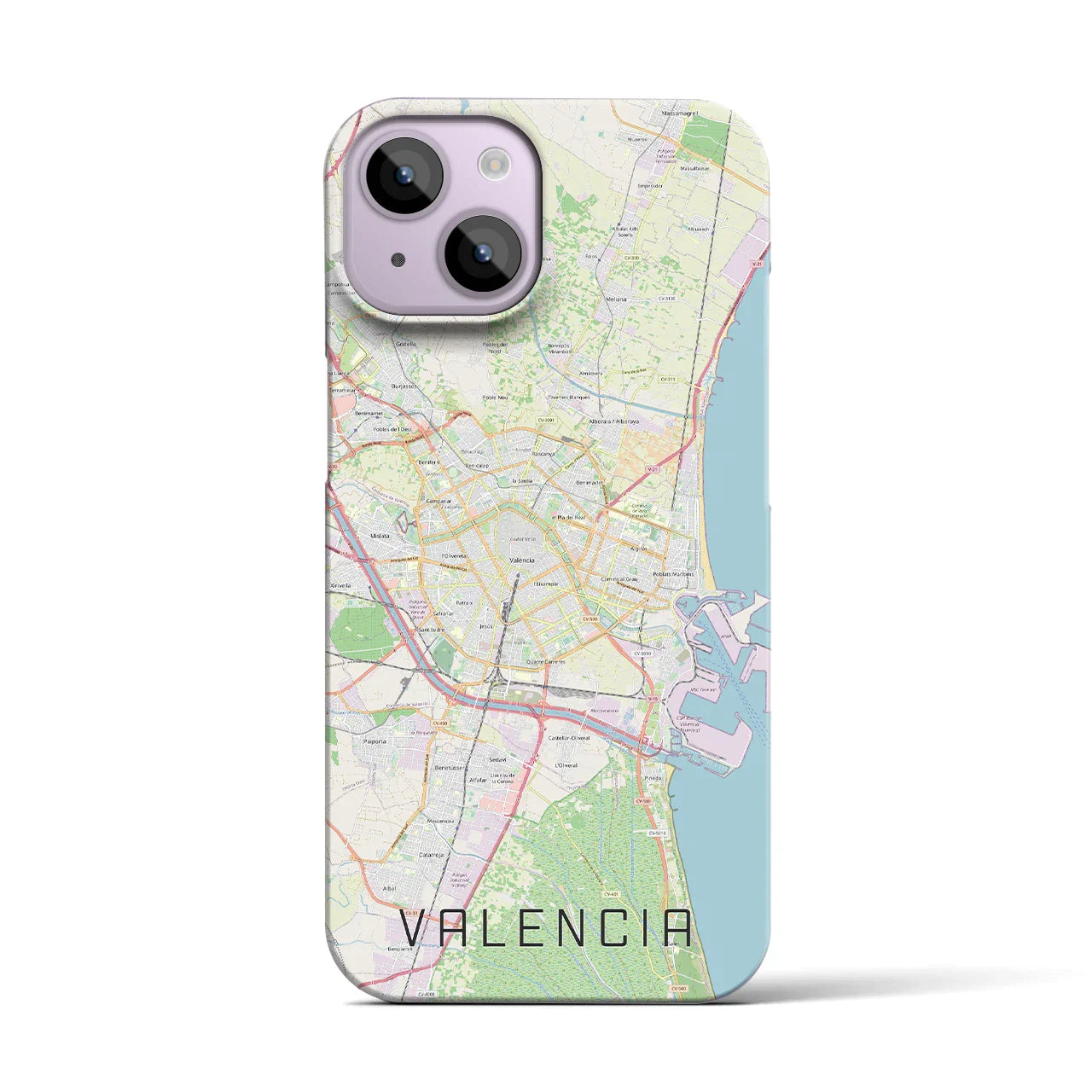 【バレンシア(スペイン)】地図柄iPhoneケース(バックカバータイプ)