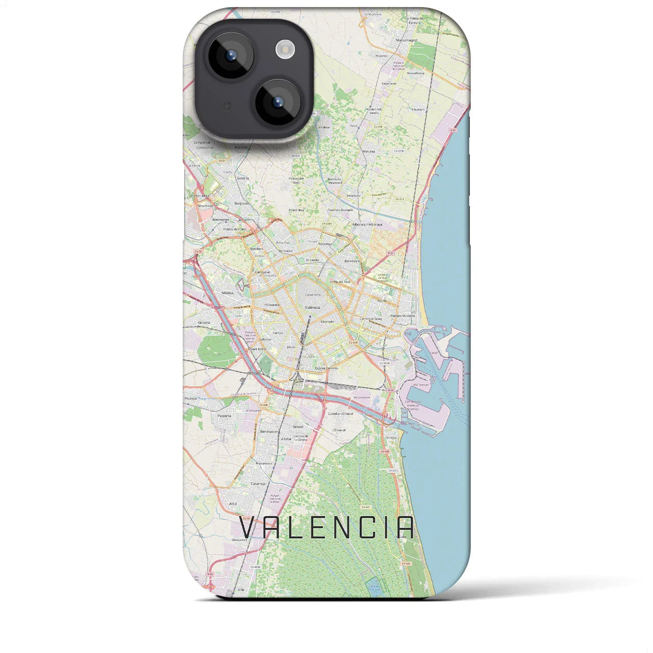 【バレンシア(スペイン)】地図柄iPhoneケース(バックカバータイプ)