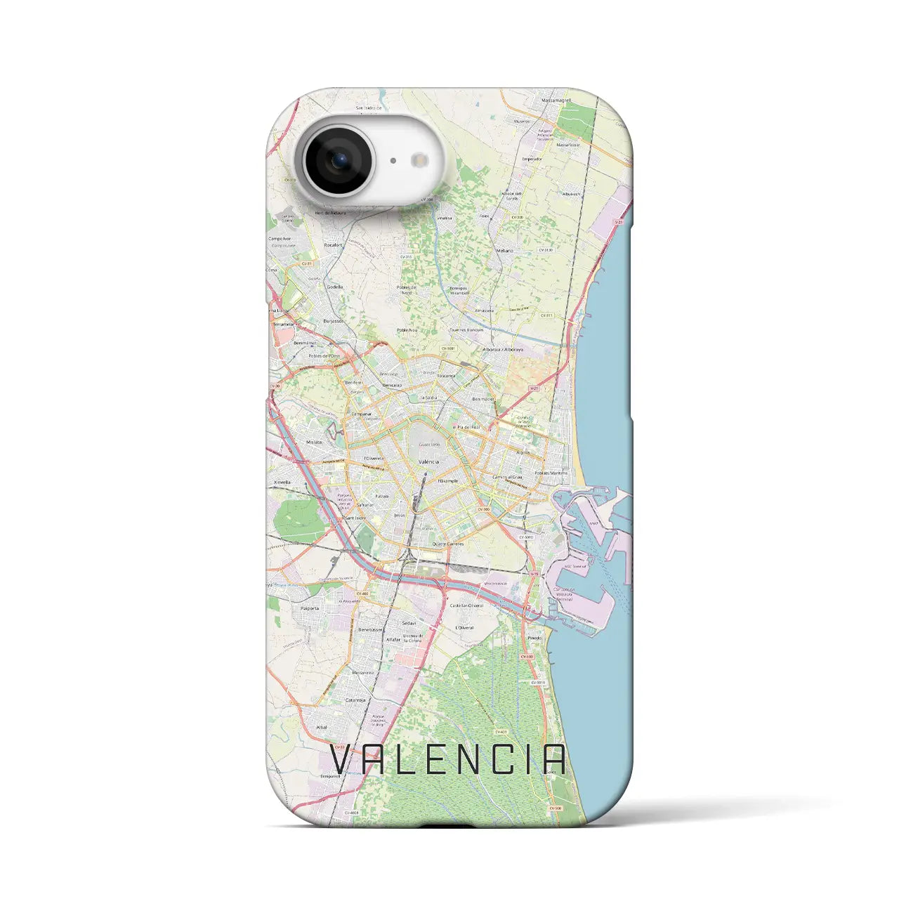 【バレンシア(スペイン)】地図柄iPhoneケース(バックカバータイプ)