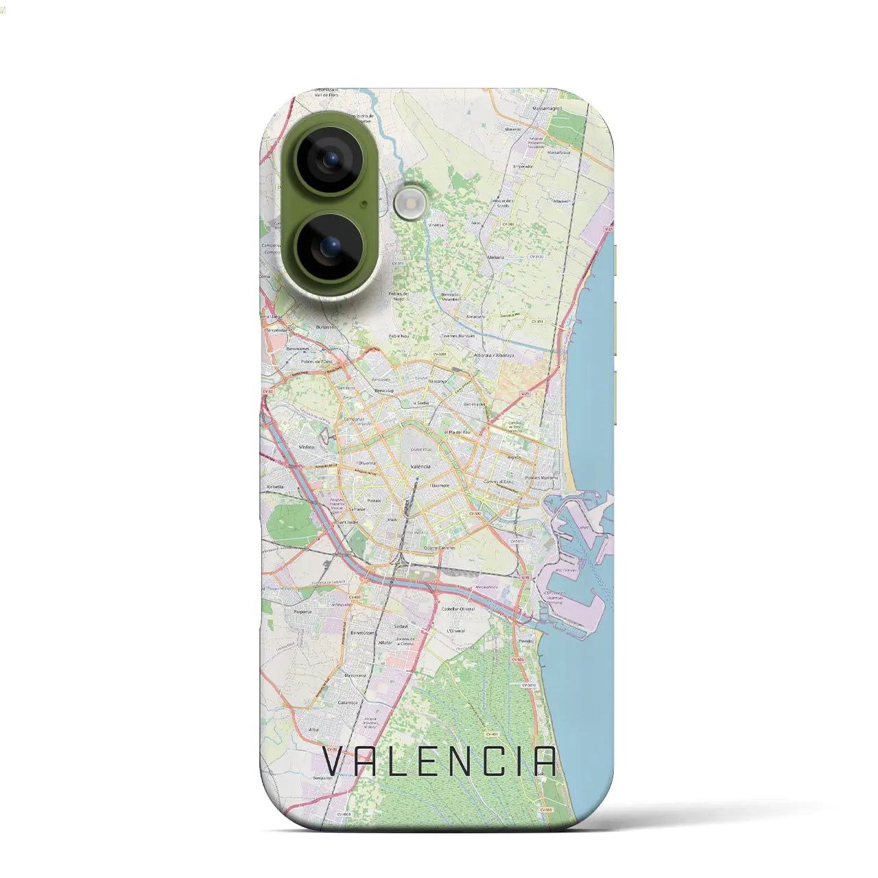 【バレンシア(スペイン)】地図柄iPhoneケース(バックカバータイプ)