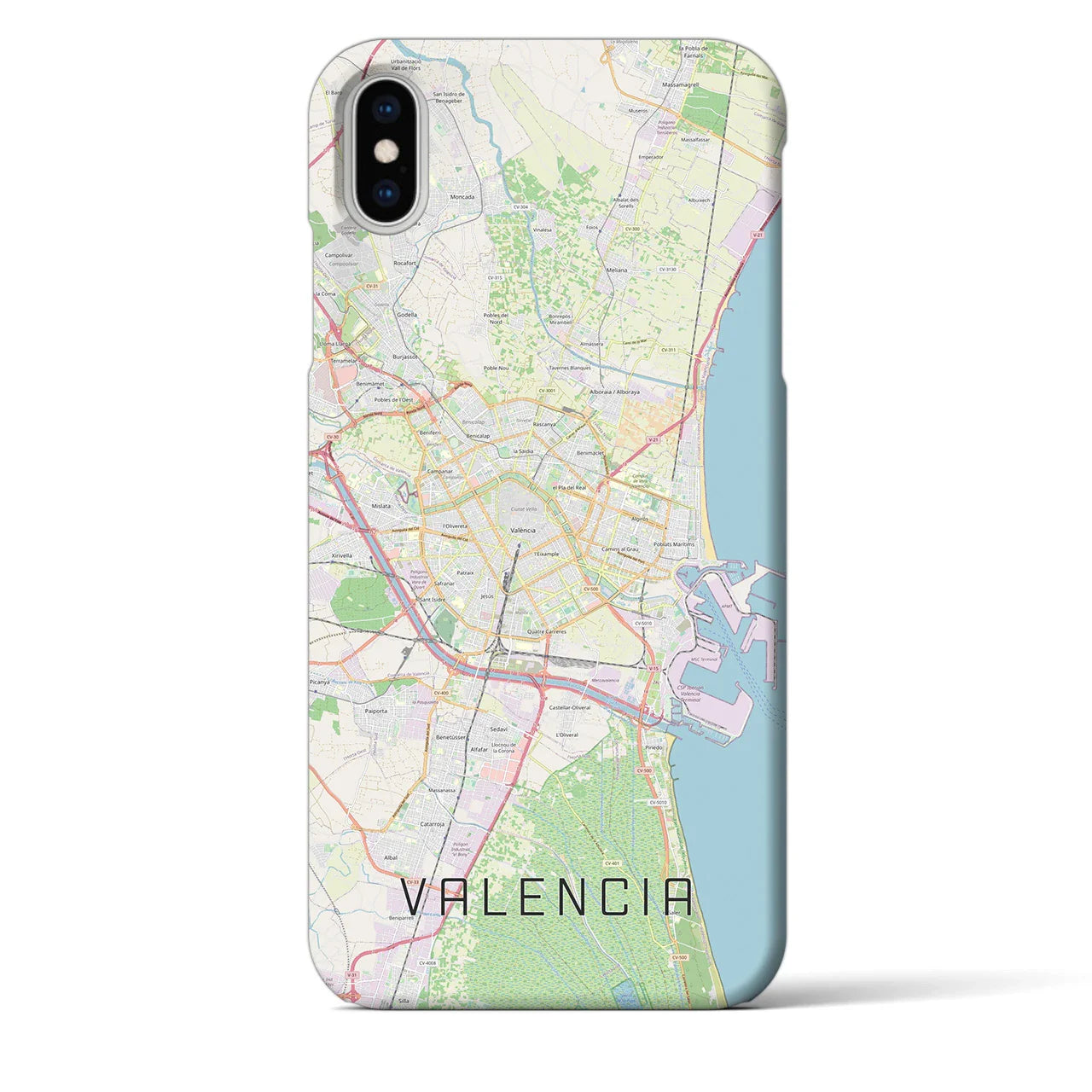 【バレンシア(スペイン)】地図柄iPhoneケース(バックカバータイプ)
