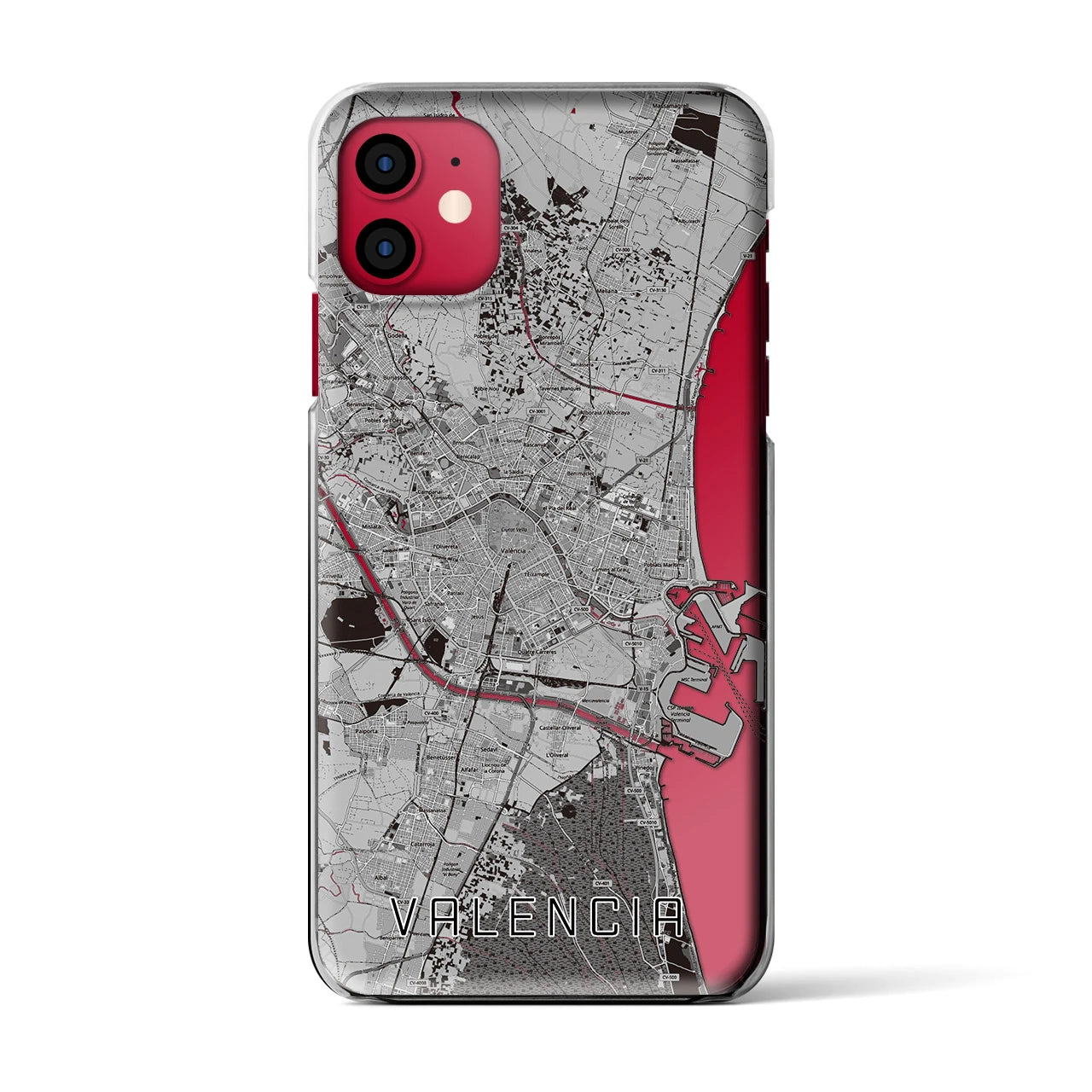 【バレンシア(スペイン)】地図柄iPhoneケース(クリアタイプ)