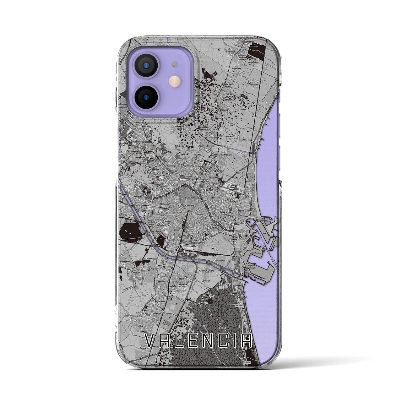 【バレンシア(スペイン)】地図柄iPhoneケース(クリアタイプ)