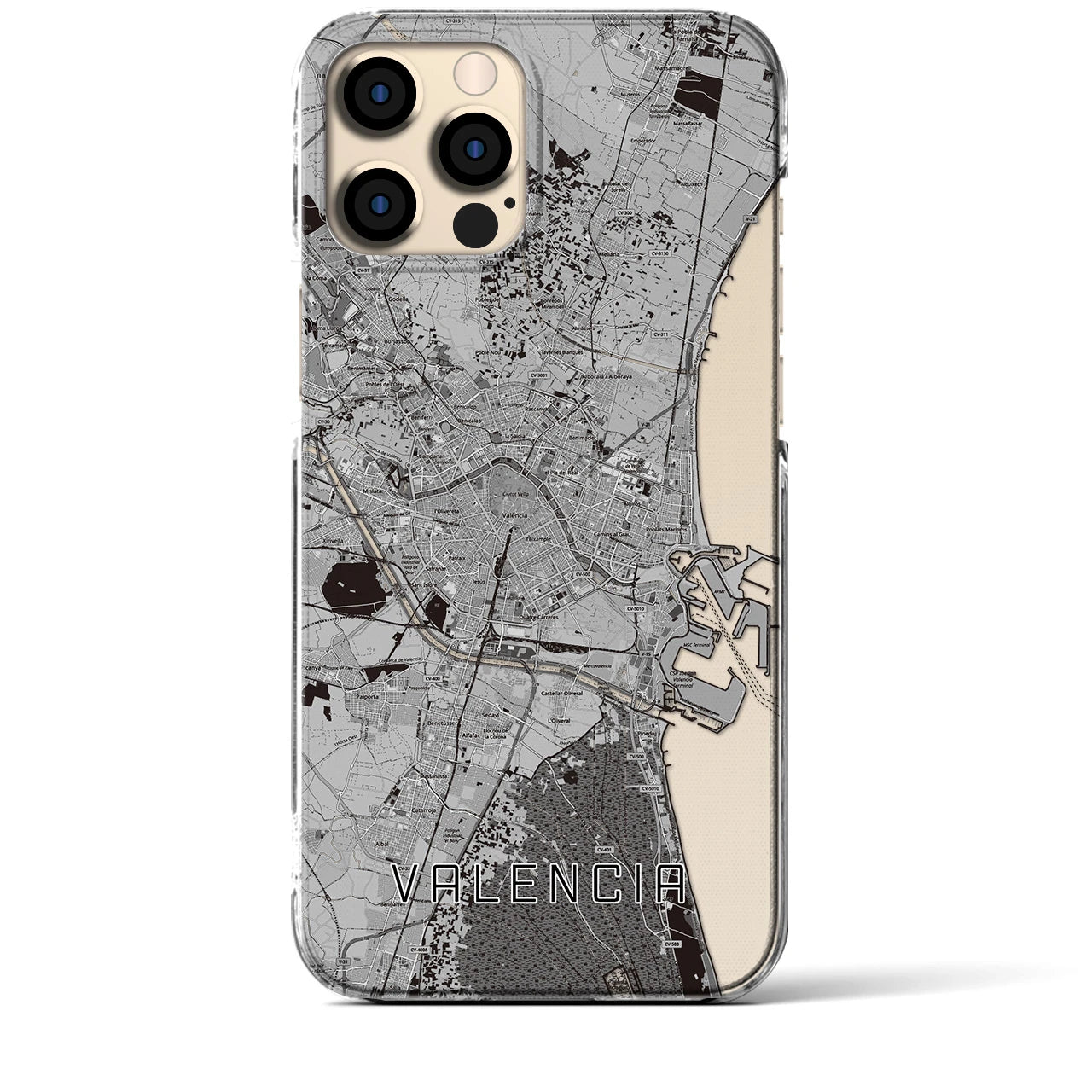 【バレンシア(スペイン)】地図柄iPhoneケース(クリアタイプ)