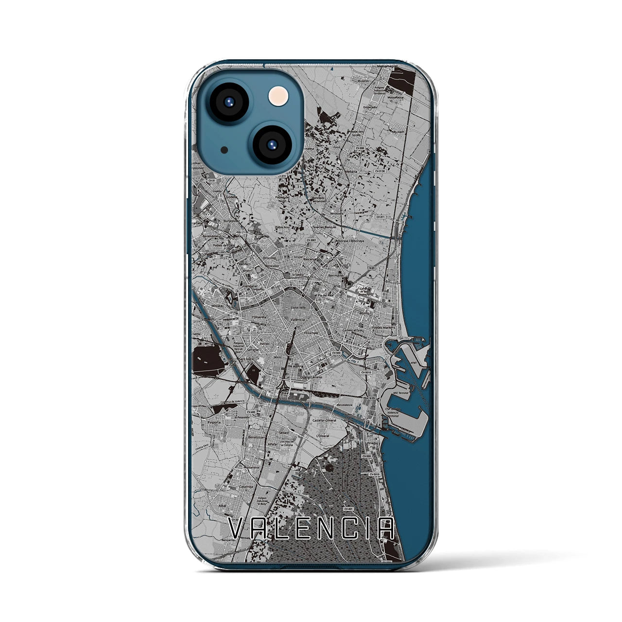 【バレンシア(スペイン)】地図柄iPhoneケース(クリアタイプ)
