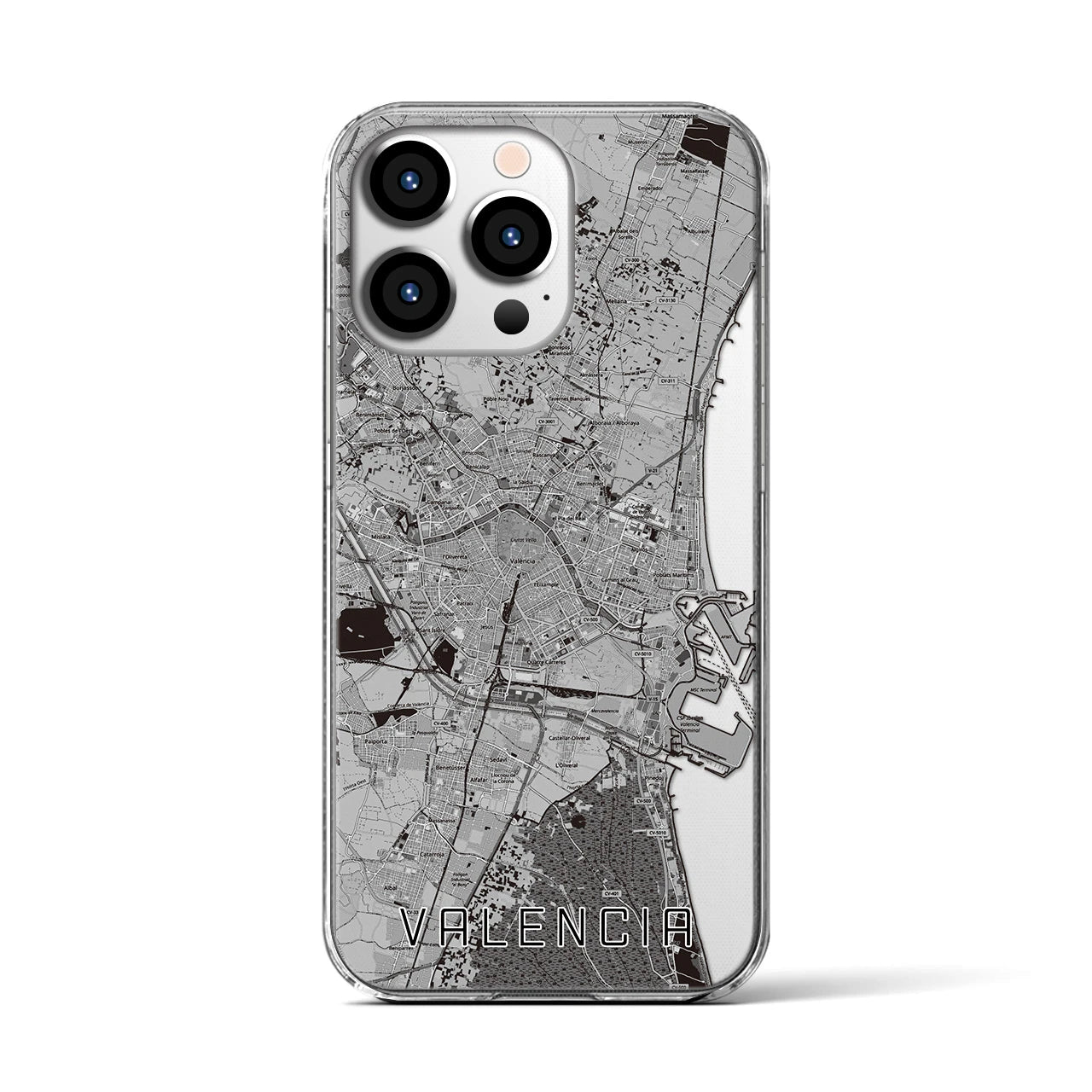 【バレンシア(スペイン)】地図柄iPhoneケース(クリアタイプ)