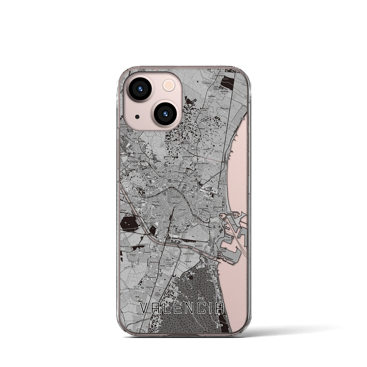 【バレンシア(スペイン)】地図柄iPhoneケース(クリアタイプ)