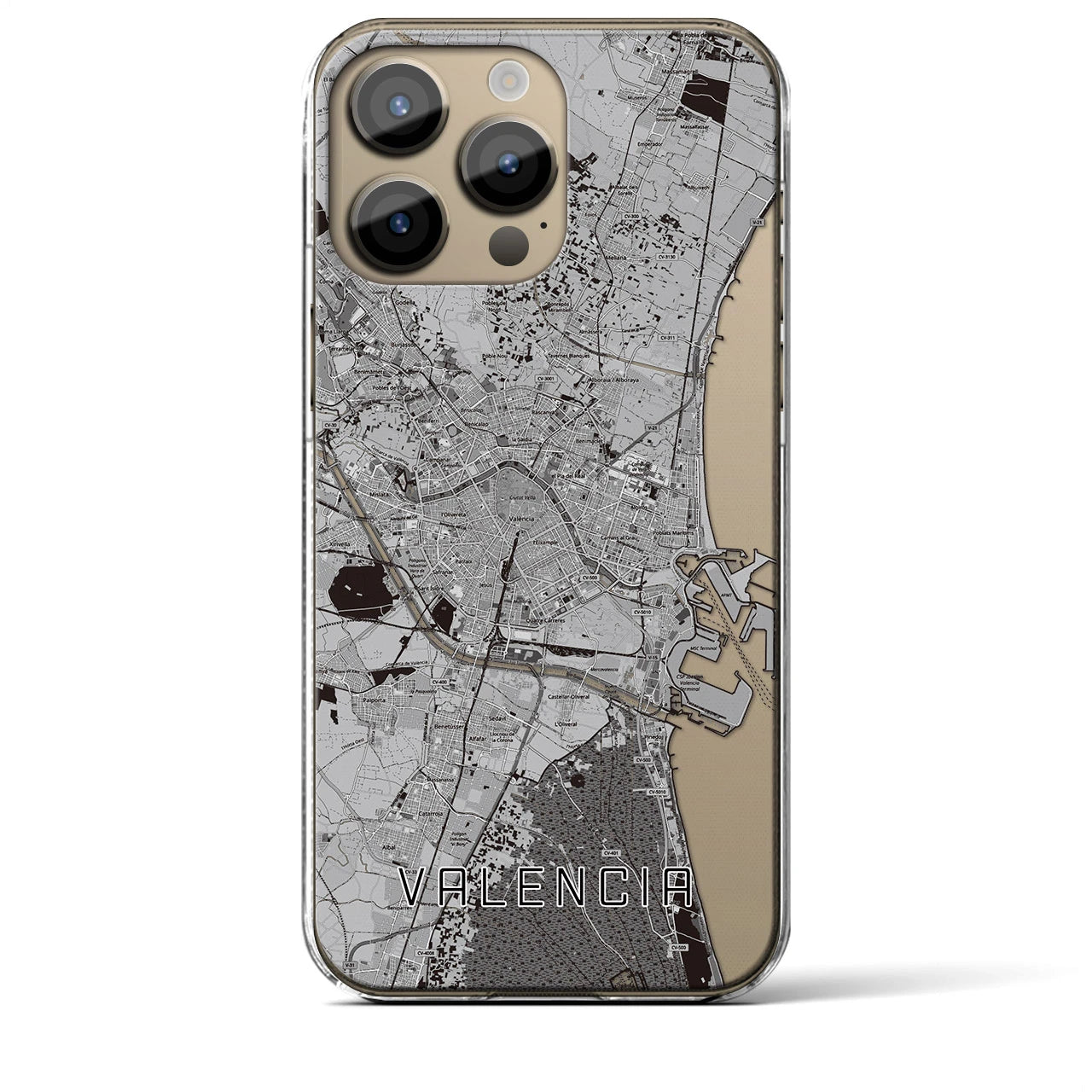 【バレンシア(スペイン)】地図柄iPhoneケース(クリアタイプ)