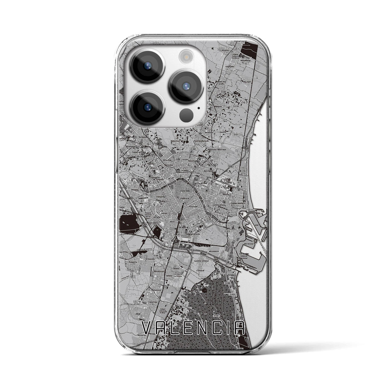 【バレンシア(スペイン)】地図柄iPhoneケース(クリアタイプ)