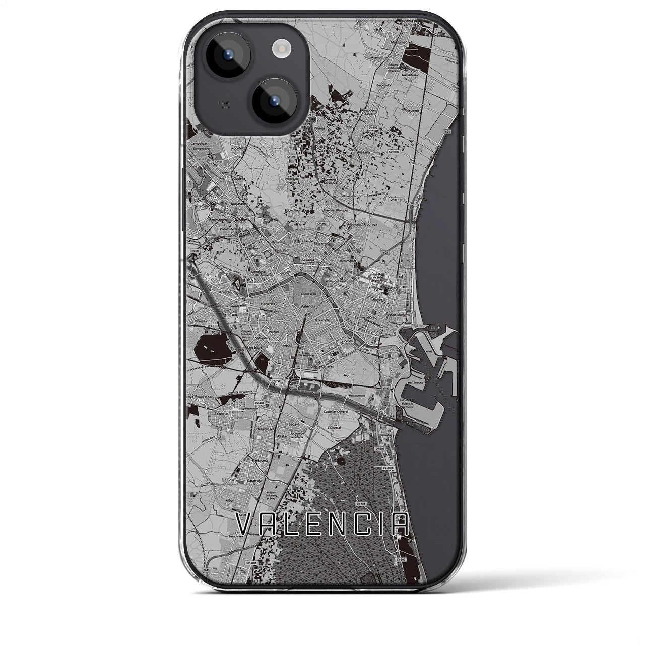 【バレンシア(スペイン)】地図柄iPhoneケース(クリアタイプ)