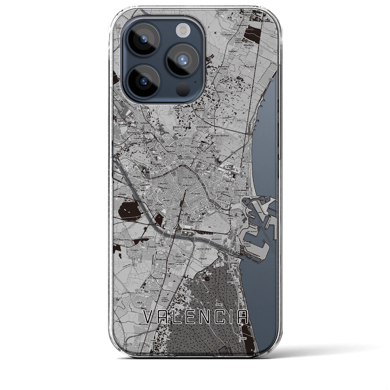 【バレンシア(スペイン)】地図柄iPhoneケース(クリアタイプ)