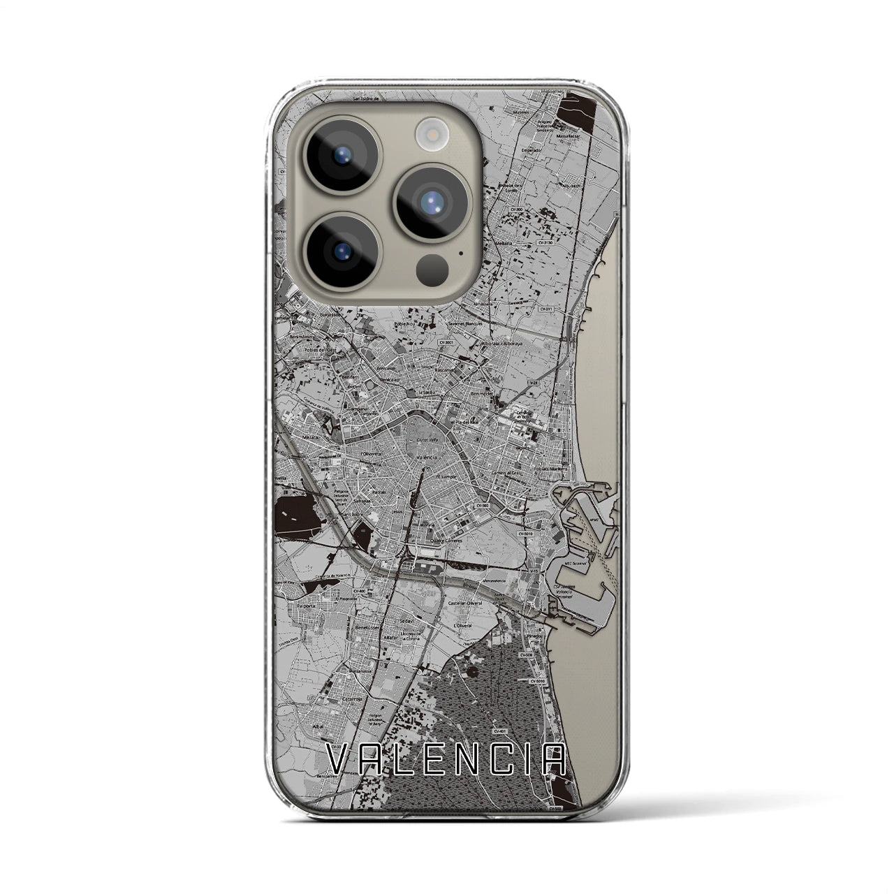 【バレンシア(スペイン)】地図柄iPhoneケース(クリアタイプ)