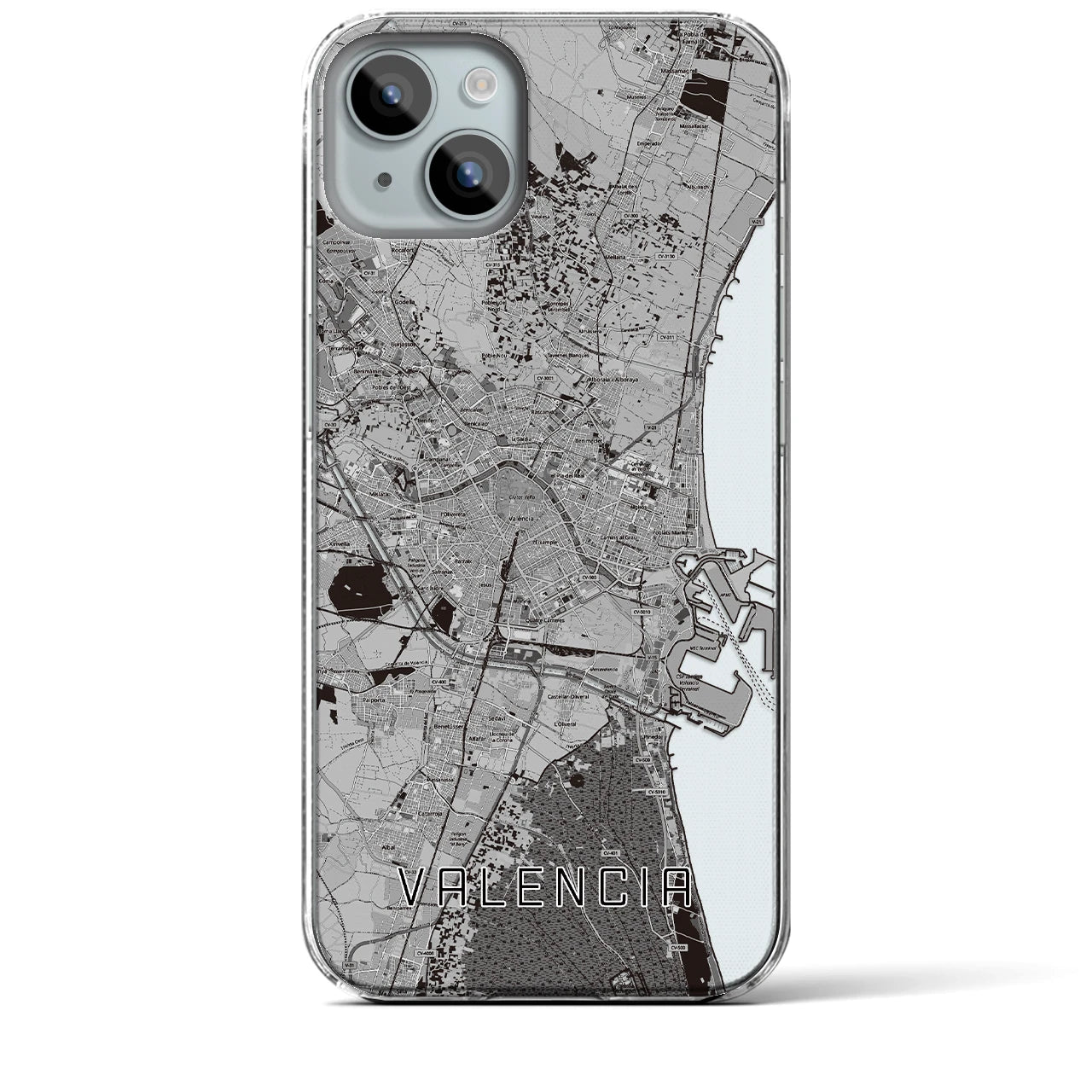【バレンシア(スペイン)】地図柄iPhoneケース(クリアタイプ)