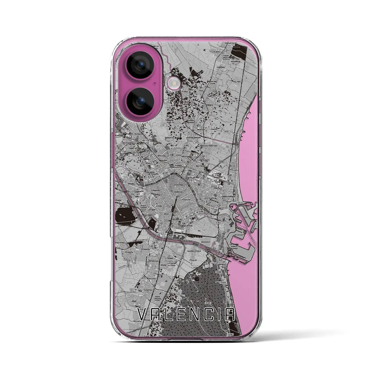 【バレンシア(スペイン)】地図柄iPhoneケース(クリアタイプ)