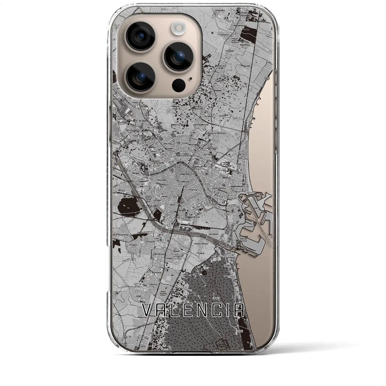 【バレンシア(スペイン)】地図柄iPhoneケース(クリアタイプ)
