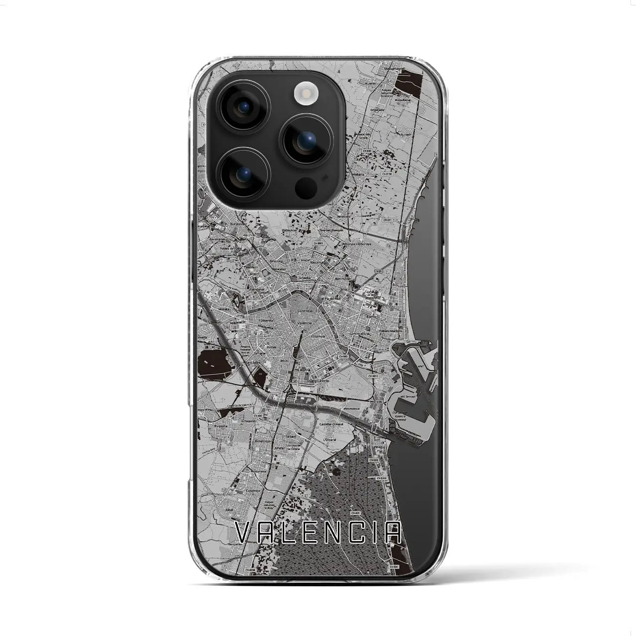 【バレンシア(スペイン)】地図柄iPhoneケース(クリアタイプ)