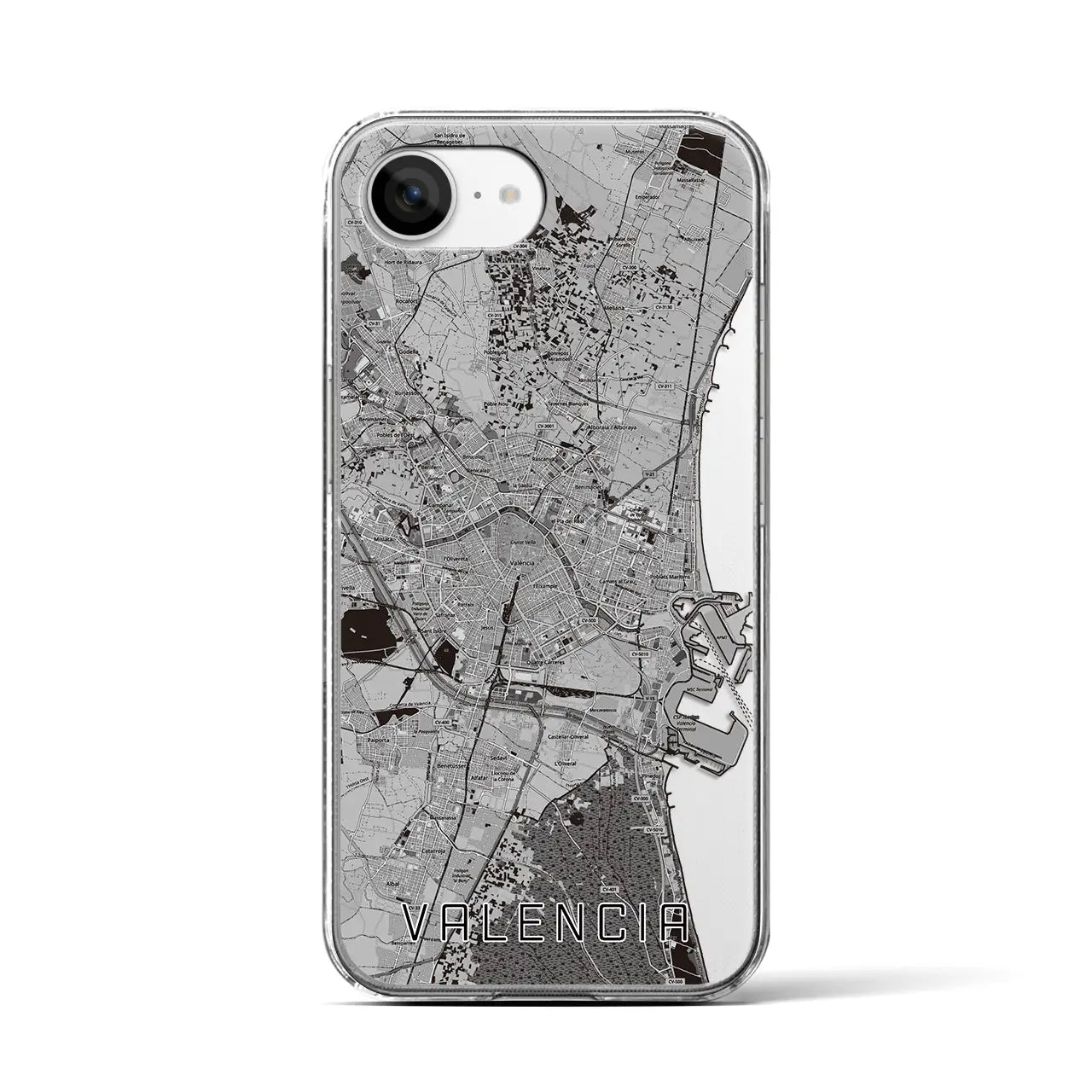 【バレンシア(スペイン)】地図柄iPhoneケース(クリアタイプ)