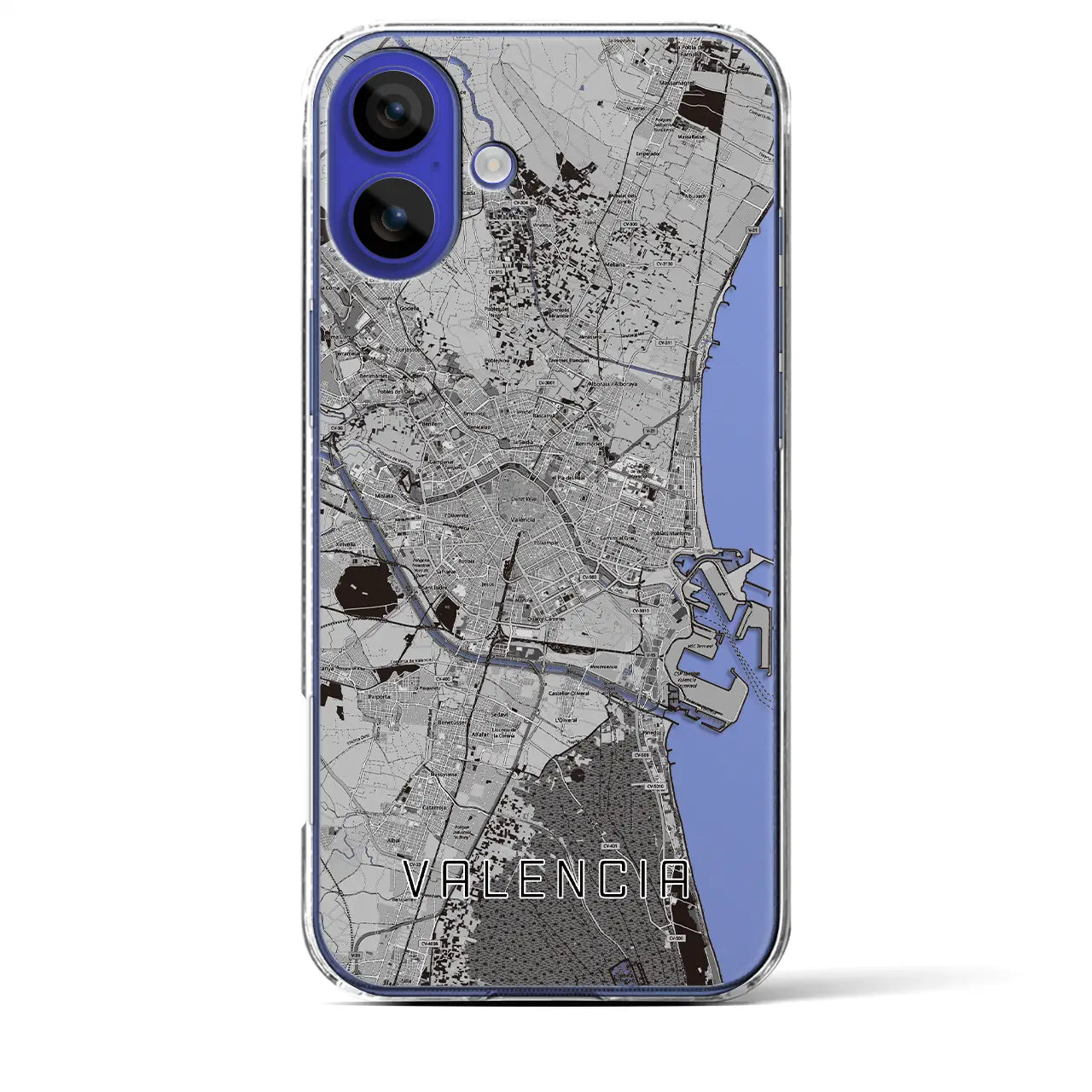 【バレンシア(スペイン)】地図柄iPhoneケース(クリアタイプ)