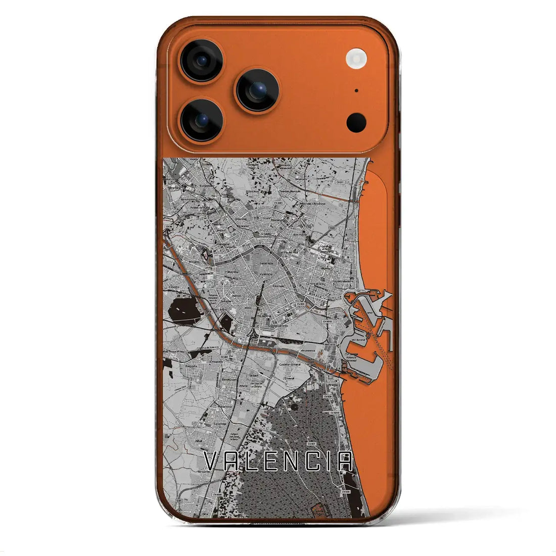 【バレンシア(スペイン)】地図柄iPhoneケース(クリアタイプ)